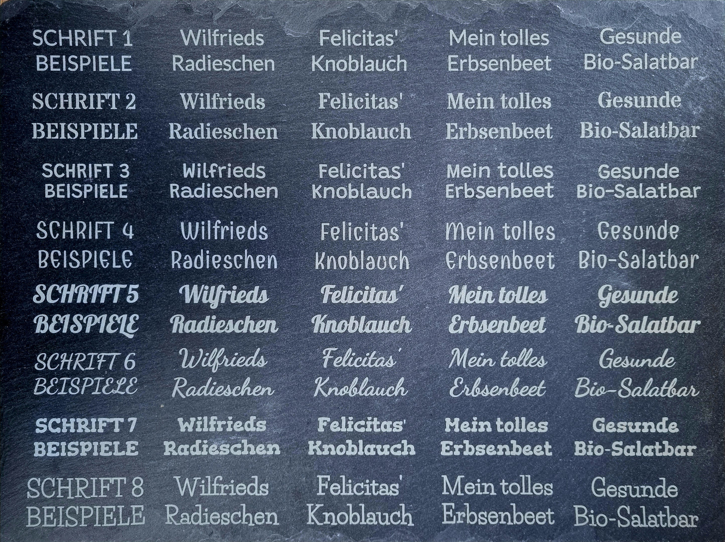 Pflanzenschild, Pflanzenetikett, Nutzpflanzen, Gemüse, Schiefer, Zweizeilige Wunschgravur