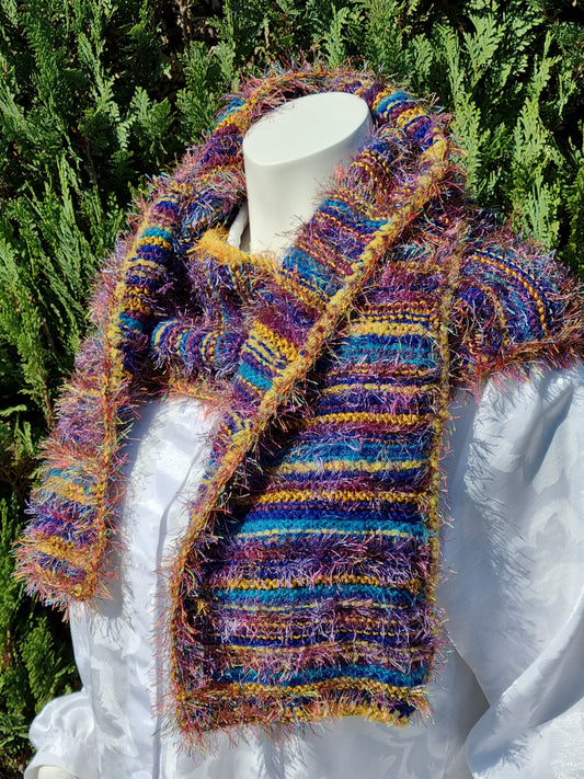 Handgestrickter Schal multicolor