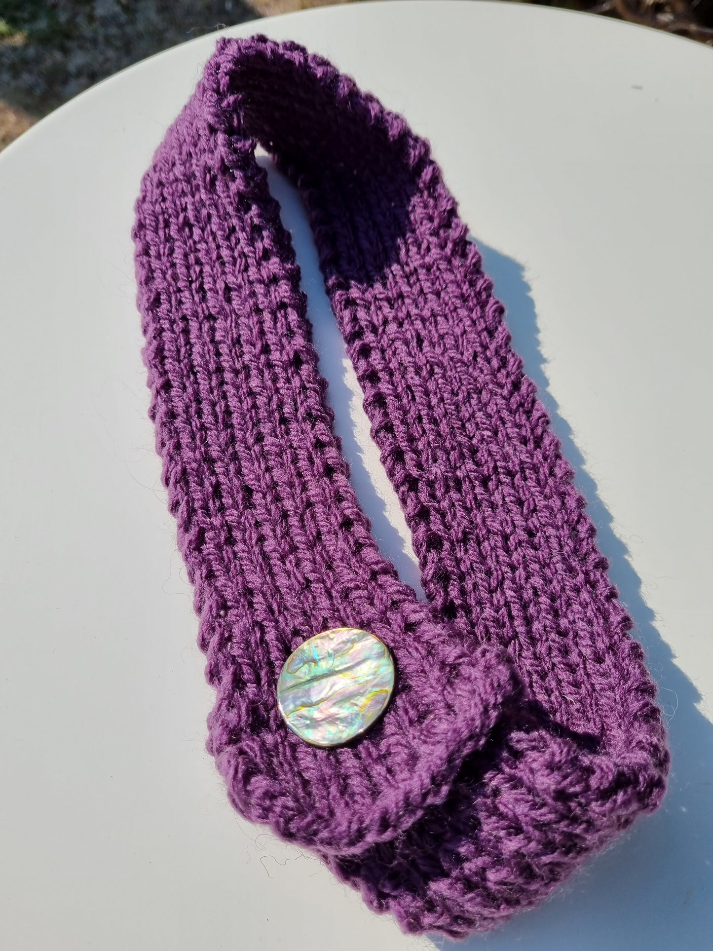 Filzhut mit Farbverlauf und Band, handgestrickt, Gr. 58/59