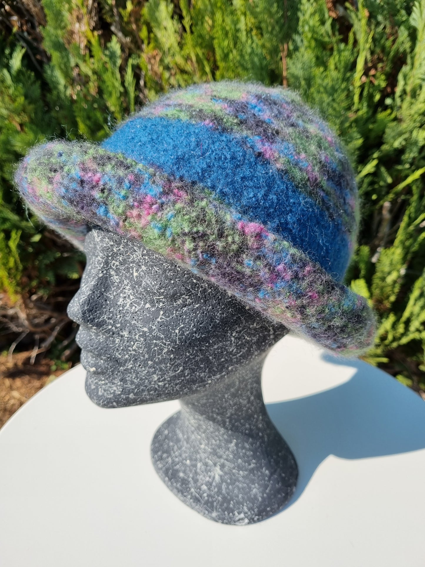 Filzhut meliert, handgestrickt, Gr. 58/59