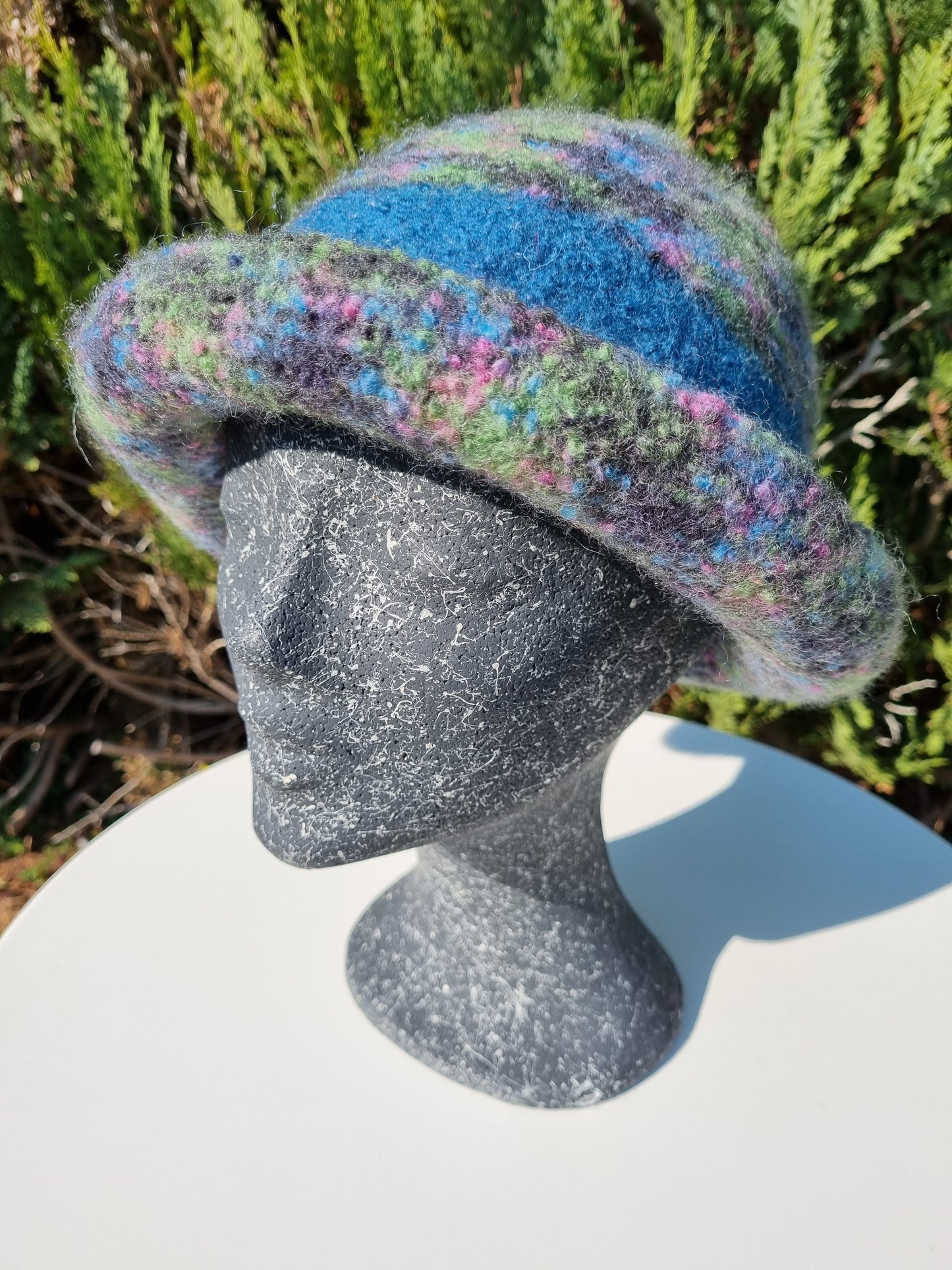 Filzhut meliert, handgestrickt, Gr. 58/59