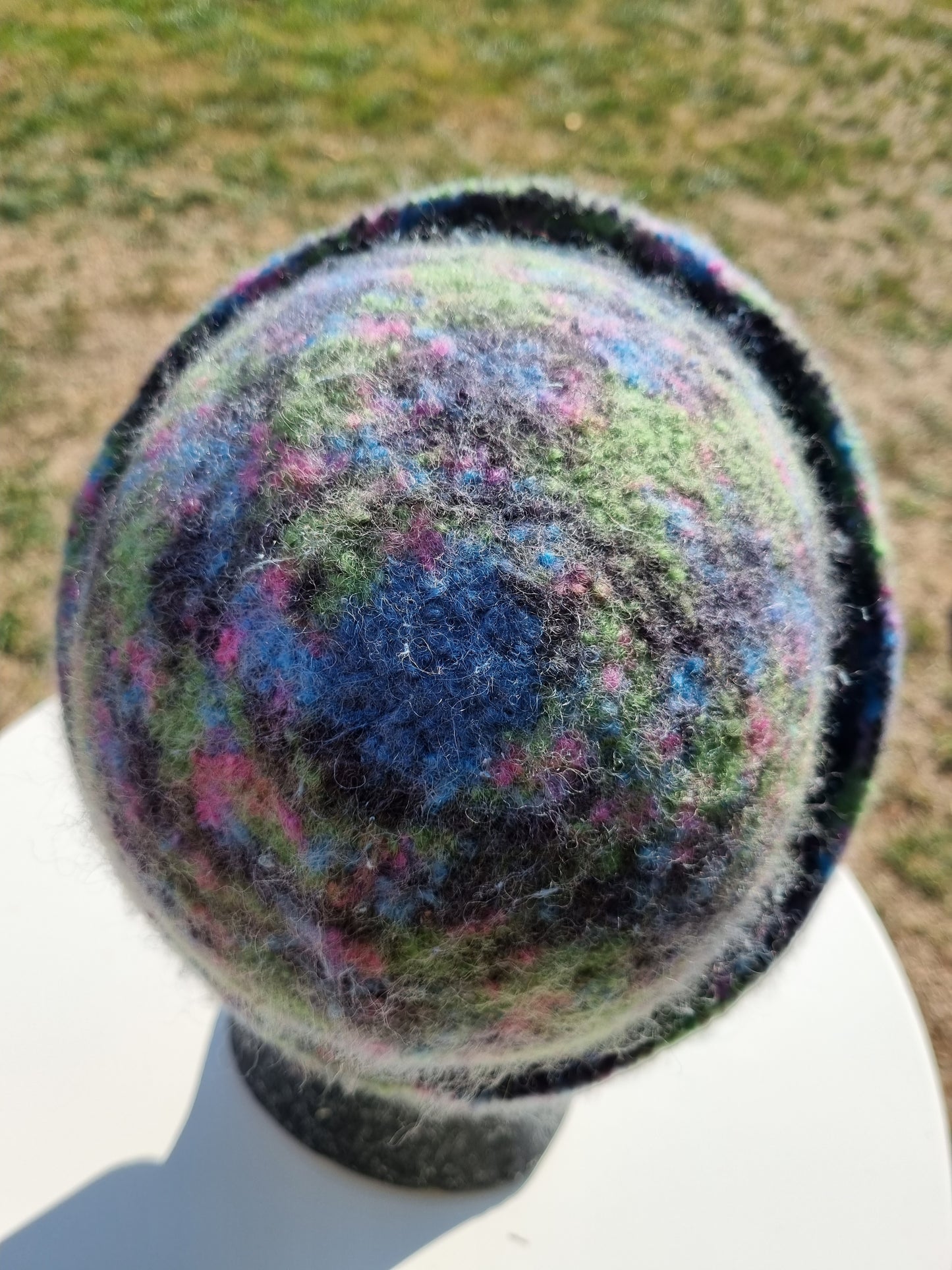 Filzhut meliert, handgestrickt, Gr. 58/59