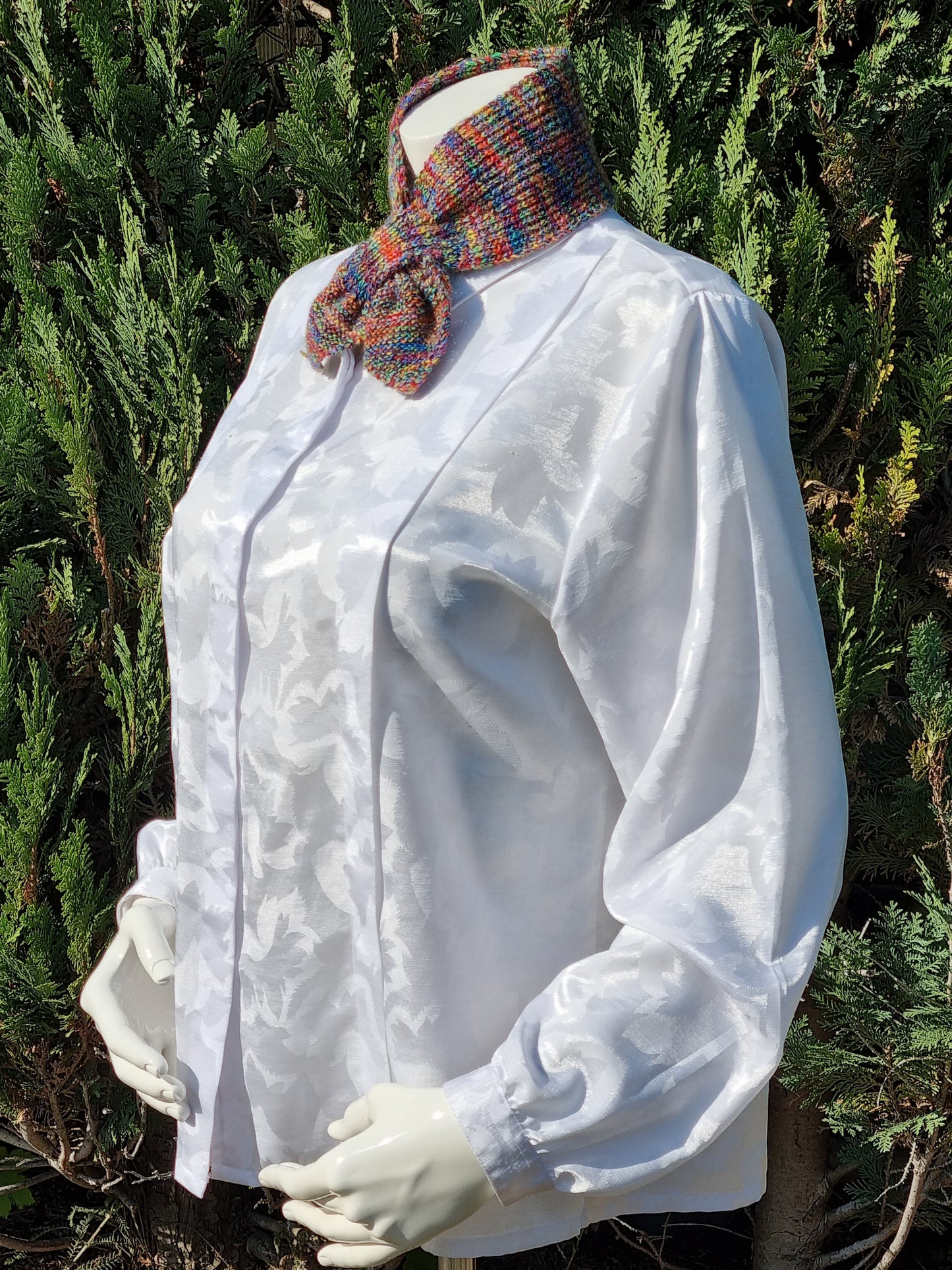 Steckschal multicolor nach historischem Muster, handgestrickt