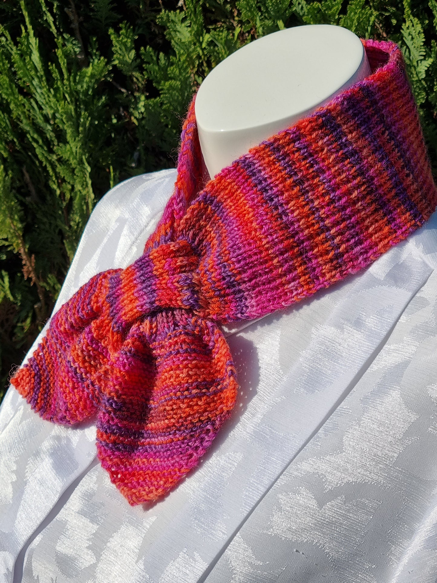 Set Steckschal, Stulpen, Täschchen, pink/lila/orange