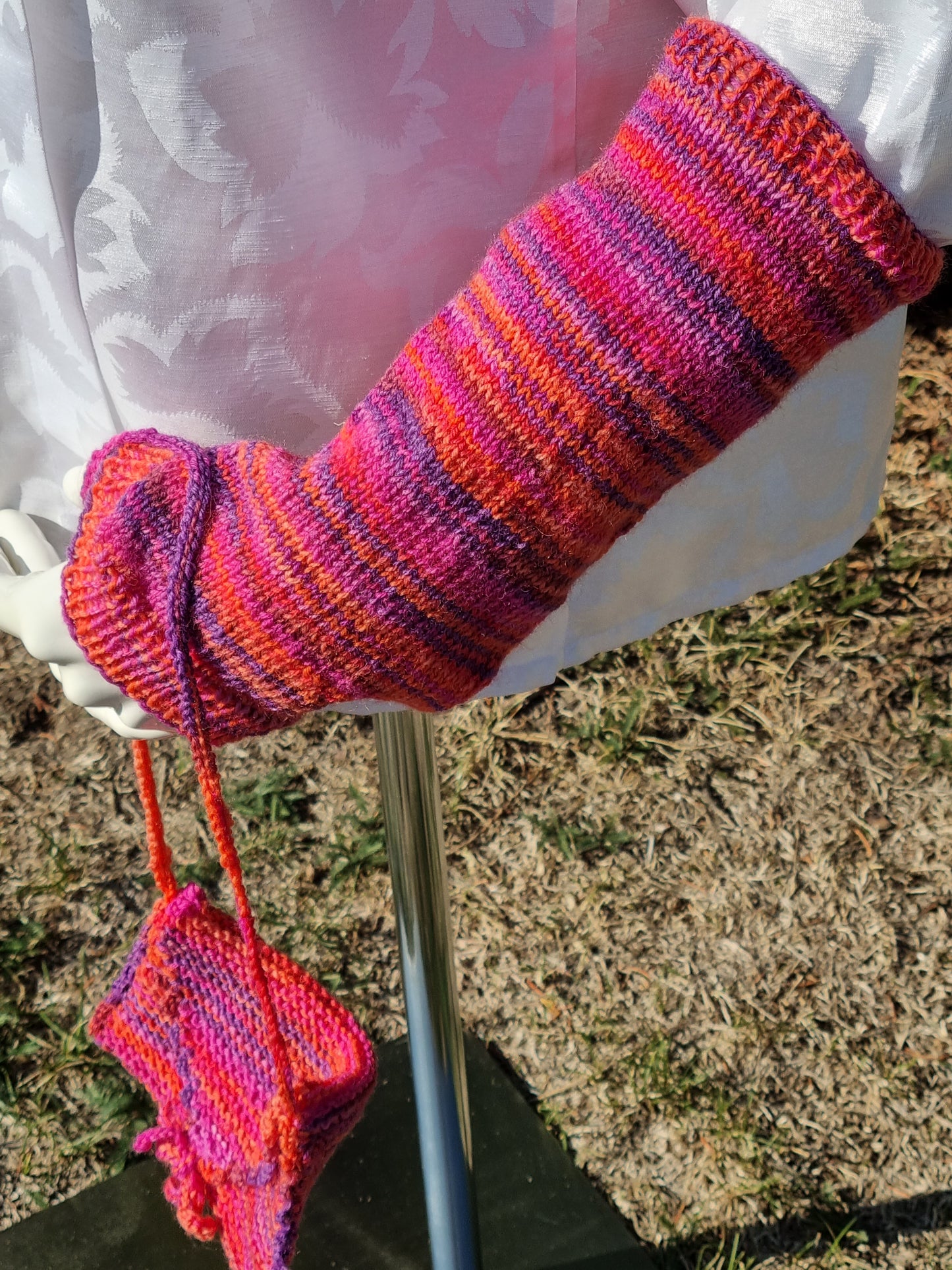 Set Steckschal, Stulpen, Täschchen, pink/lila/orange