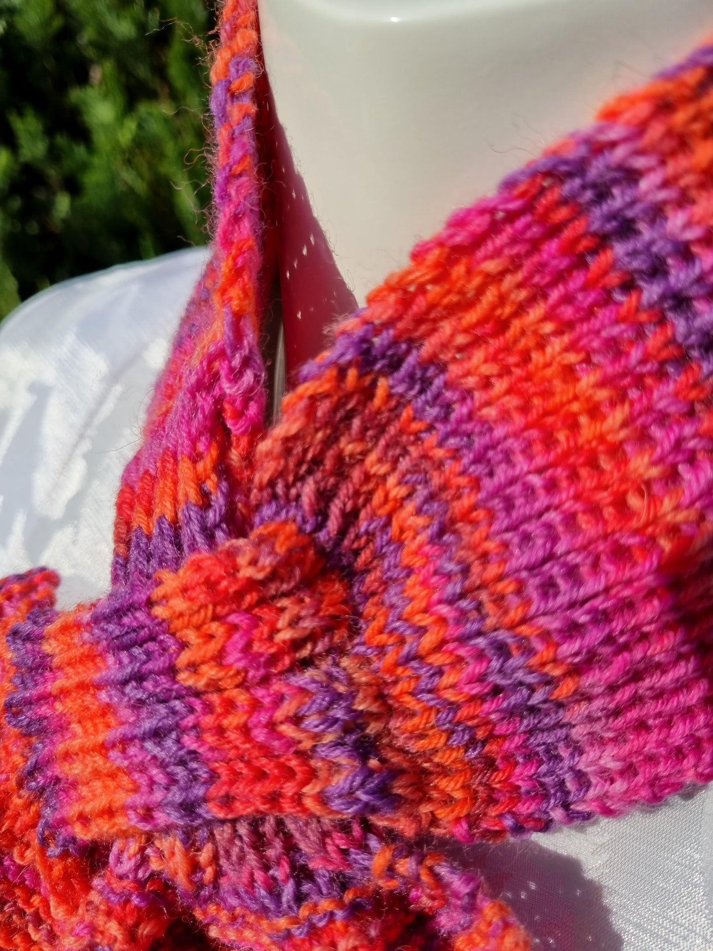 Set Steckschal, Stulpen, Täschchen, pink/lila/orange