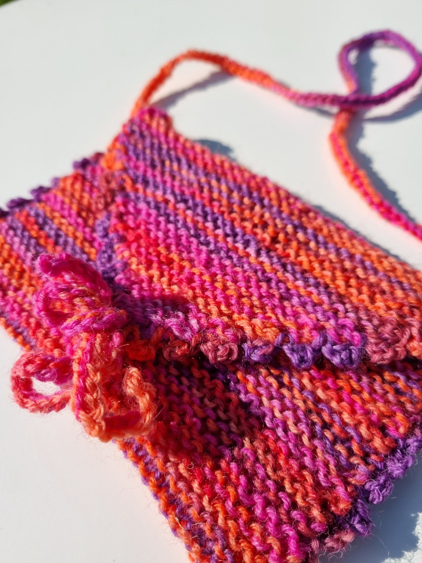 Set Steckschal, Stulpen, Täschchen, pink/lila/orange