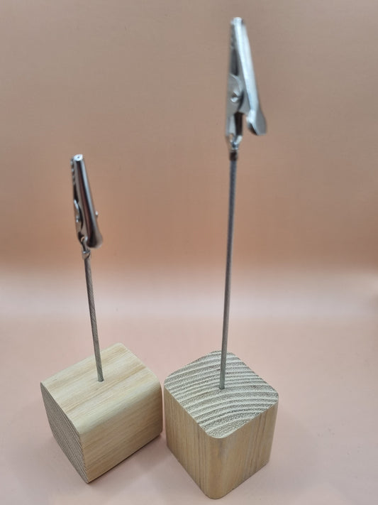 Notizwürfel mit Krokodilklemme, Memo- und Fotohalter, Robinien-Massivholz, Epoxy-Blüte möglich (versch. Varianten)