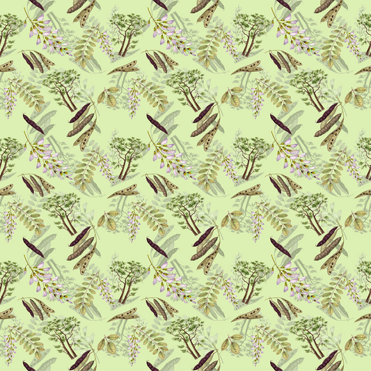 0,5 m, Stoff, Satin, Bio-Baumwolle, 100 % Baumwollanteil, 140 g / qm, Robinien-Muster, aus Öko-Tex-zertifizierten Materialien